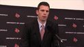 Interim Louisville coach David Padgett talks to the press