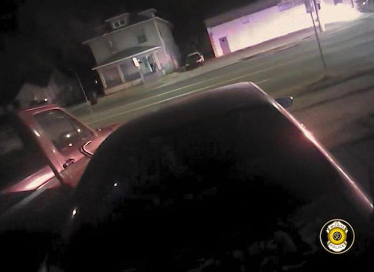 A frame grab from the Wichita Police Department's release Friday, Dec. 29, 2017, of some body cam footage of the fatal shooting of Andrew Finch, 29, by a Wichita police officer Thursday night. 