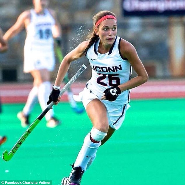 Charlotte Veitner, 22, University of Connecticut's field hockey career scoring leader, was arrested Sunday at the campus bookstore after staff told police she tried to steal makeup