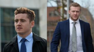 Paddy Jackson and Stuart Olding arrive at court on Monday