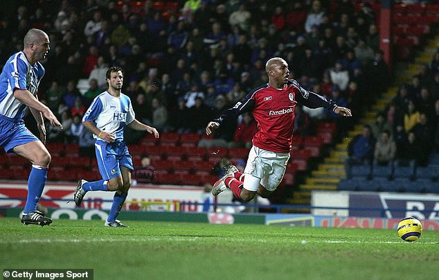 Diouf dived to win a penalty for Bolton against Blackburn at Ewood Park in January 2005