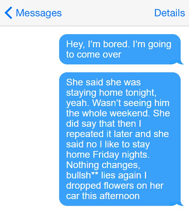 On May 1, the day before Laidley was arrested wearing a wig and dress, police allege he sent a text message to his victim that 'appeared to be for someone else,' (Pictured: A mock up of the text message)