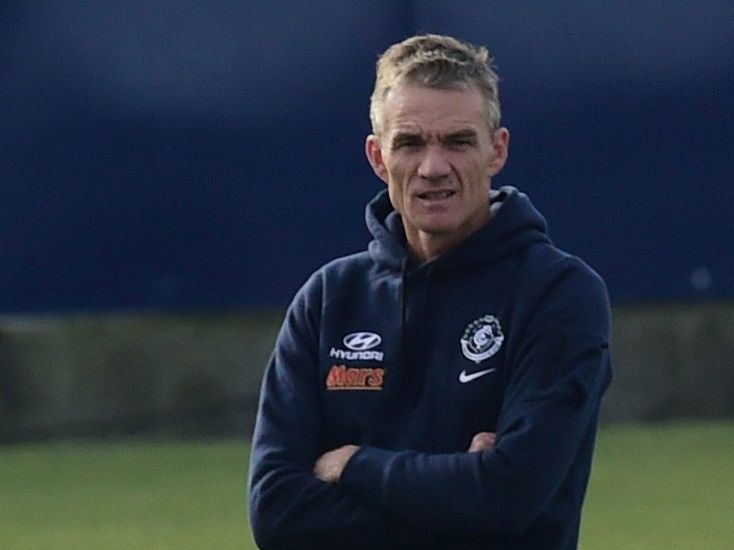 Former Carlton assistant coach Dean Laidley during a training session.