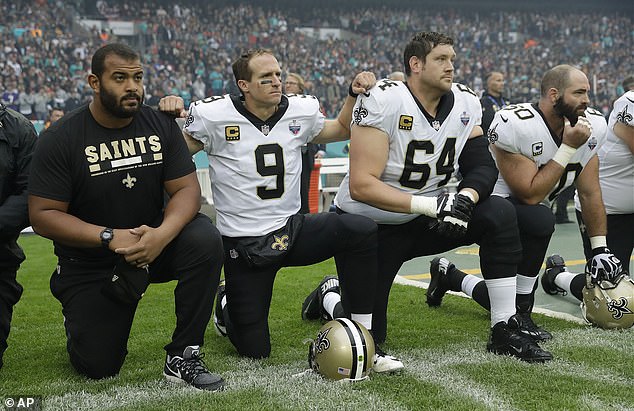 In 2017 many teams opted for anthem compromises that did not involve kneeling, even as they sought to carry forward former San Francisco quarterback Colin Kaepernick's protest of the same social issues that now surround Floyd's killing. Many teams opted to remain standing with locked arms, reminiscent of civil rights protests. The Saints, Brees included, chose to kneel moments before the anthem and then stand as it began