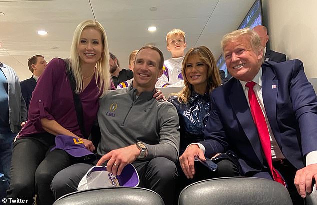 (From left) Brittney Brees, Drew Brees, Melania Trump and Donald Trump pictured at the college football national championship game at the Superdome in New Orleans