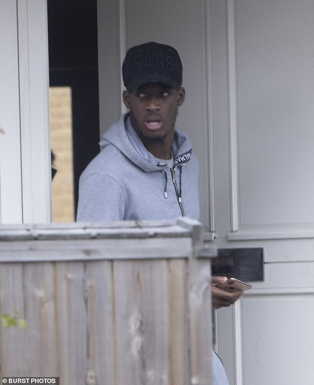 Hudson-Odoi pictured last Thursday while visiting his agent and brother Bradley's house